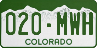 CO license plate 020MWH