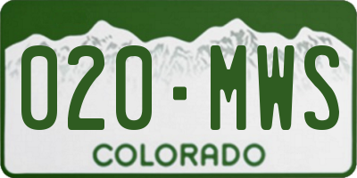 CO license plate 020MWS