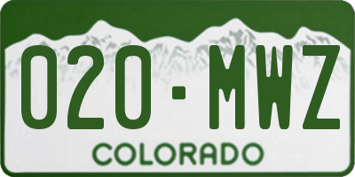 CO license plate 020MWZ