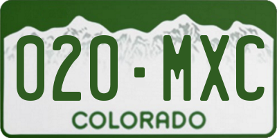 CO license plate 020MXC