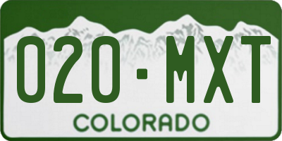 CO license plate 020MXT
