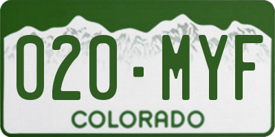 CO license plate 020MYF