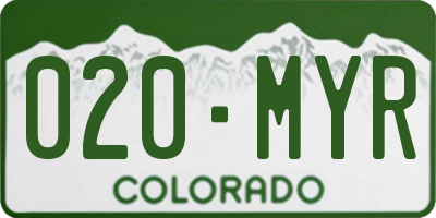 CO license plate 020MYR