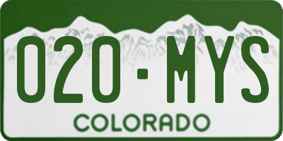 CO license plate 020MYS