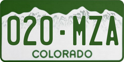 CO license plate 020MZA
