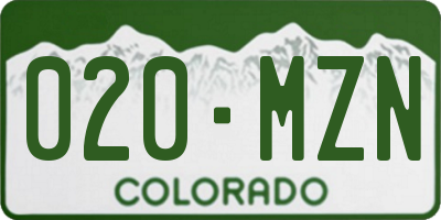 CO license plate 020MZN