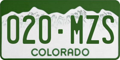 CO license plate 020MZS