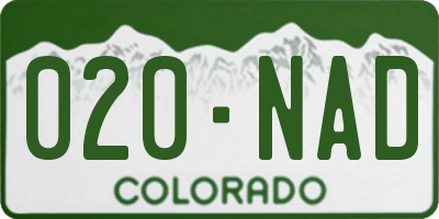 CO license plate 020NAD