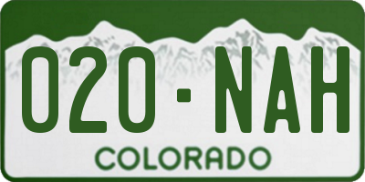 CO license plate 020NAH