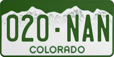 CO license plate 020NAN