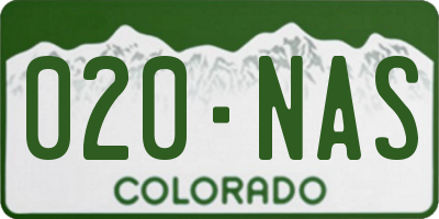 CO license plate 020NAS
