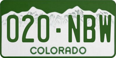 CO license plate 020NBW