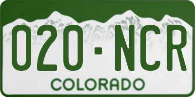 CO license plate 020NCR