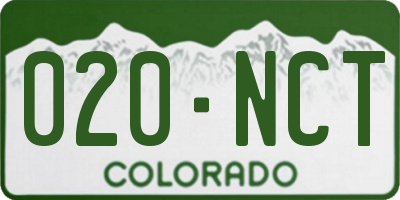 CO license plate 020NCT