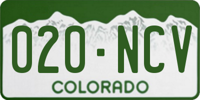 CO license plate 020NCV