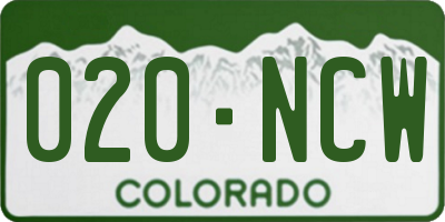 CO license plate 020NCW