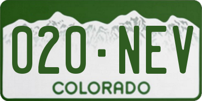 CO license plate 020NEV