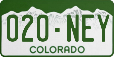 CO license plate 020NEY