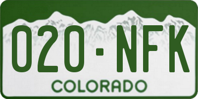 CO license plate 020NFK