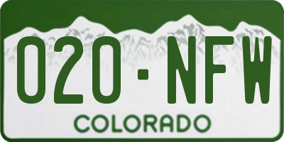 CO license plate 020NFW