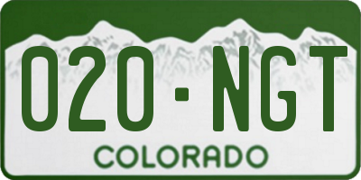 CO license plate 020NGT