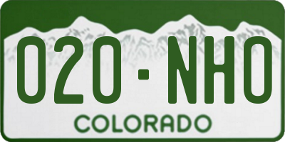CO license plate 020NHO