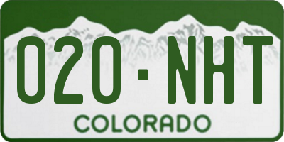 CO license plate 020NHT