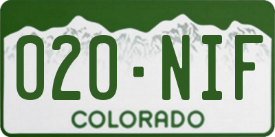 CO license plate 020NIF