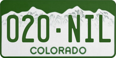 CO license plate 020NIL