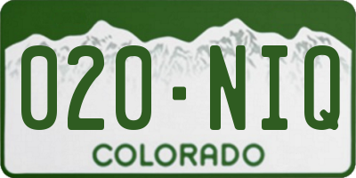 CO license plate 020NIQ