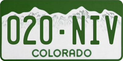 CO license plate 020NIV