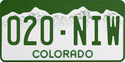 CO license plate 020NIW