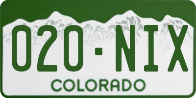 CO license plate 020NIX