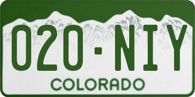 CO license plate 020NIY