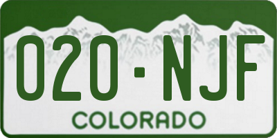CO license plate 020NJF