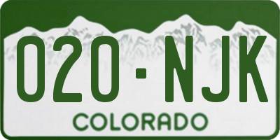 CO license plate 020NJK