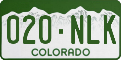 CO license plate 020NLK