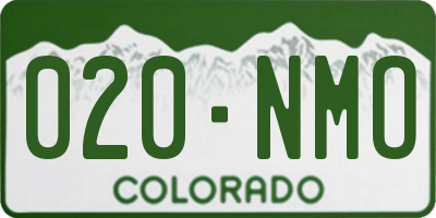 CO license plate 020NMO