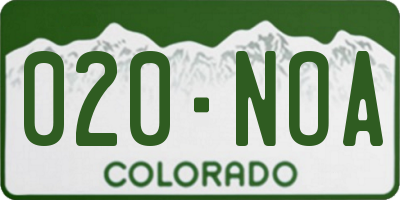 CO license plate 020NOA