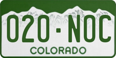 CO license plate 020NOC