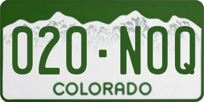 CO license plate 020NOQ