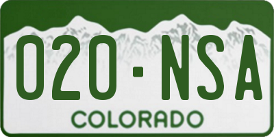 CO license plate 020NSA