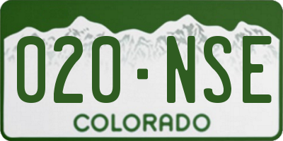 CO license plate 020NSE