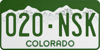 CO license plate 020NSK