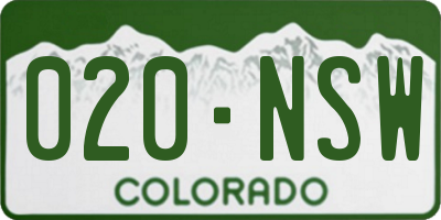 CO license plate 020NSW