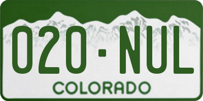 CO license plate 020NUL
