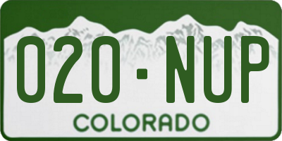 CO license plate 020NUP