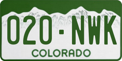 CO license plate 020NWK