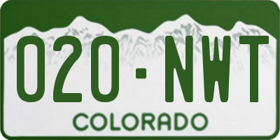CO license plate 020NWT