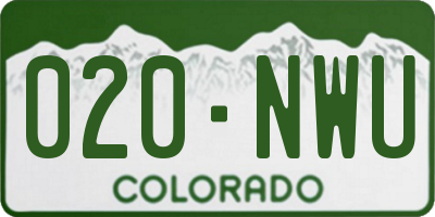CO license plate 020NWU
